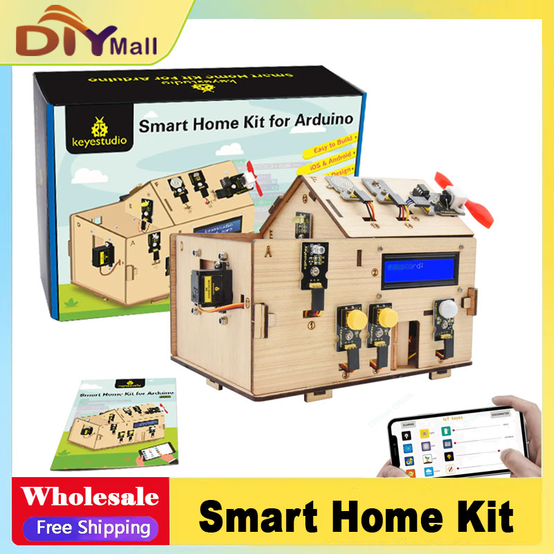 Home Automation Diy Kit - Keyestudio スマートIoTホームキット（PLUSボード搭載）Arduinoスターターキット DIYプロジェクト STEMプログラミング ホームオートメーション用