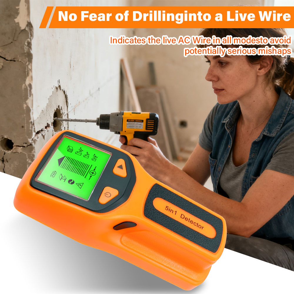 Water Leak Detector Wired - 新型5-in-1壁検知器 ハンドヘルドネジ・柱検知器 電源線検知器、ケーブル、PVC水道管金属検知器