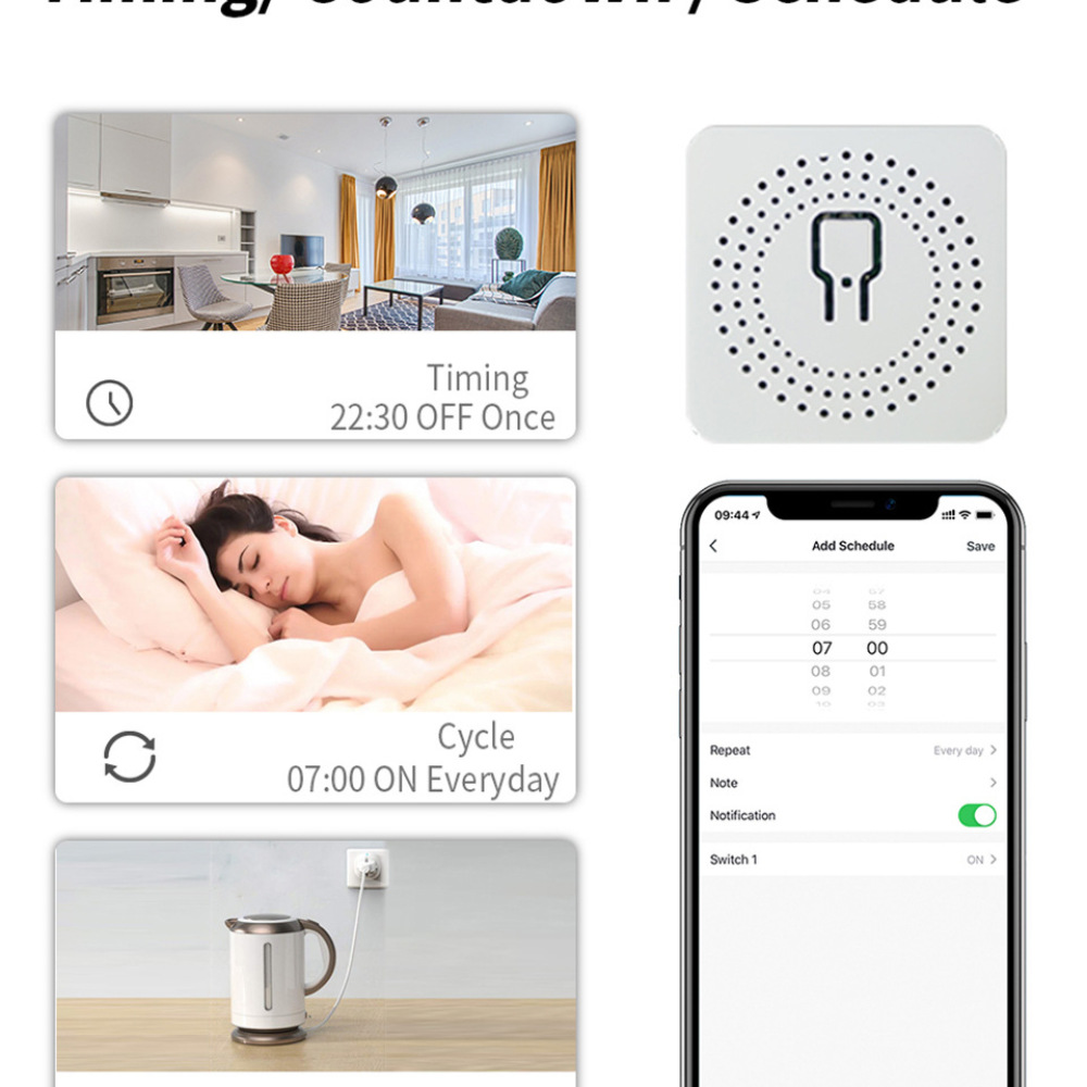 Diy Smart Home Automation Devices - スマートホームWiFiスイッチモジュール 16A ミニワイヤレスリモートタイマー制御リレー 照明機器用DIY自動化デバイス