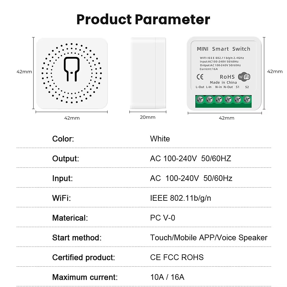 Tuya mini 16a wifiスイッチスマートライフア - Home Automation Technology のレビューと価格
