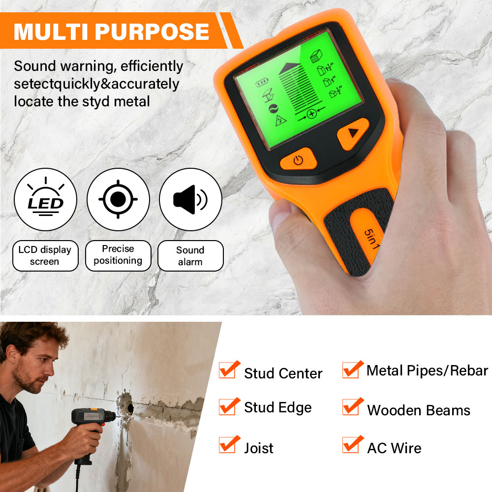 新型5-in-1壁検知器 ハンドヘルドネジ・柱検知器 電源線 - Water Leak Detector Wired のレビューと価格