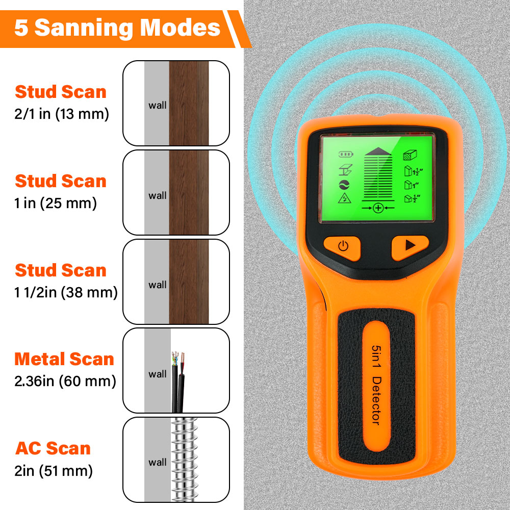 壁スタッド探知機 5 in 1 ハンドヘルドデジタル木材スキ - Water Leak Detector Wired のレビューと価格