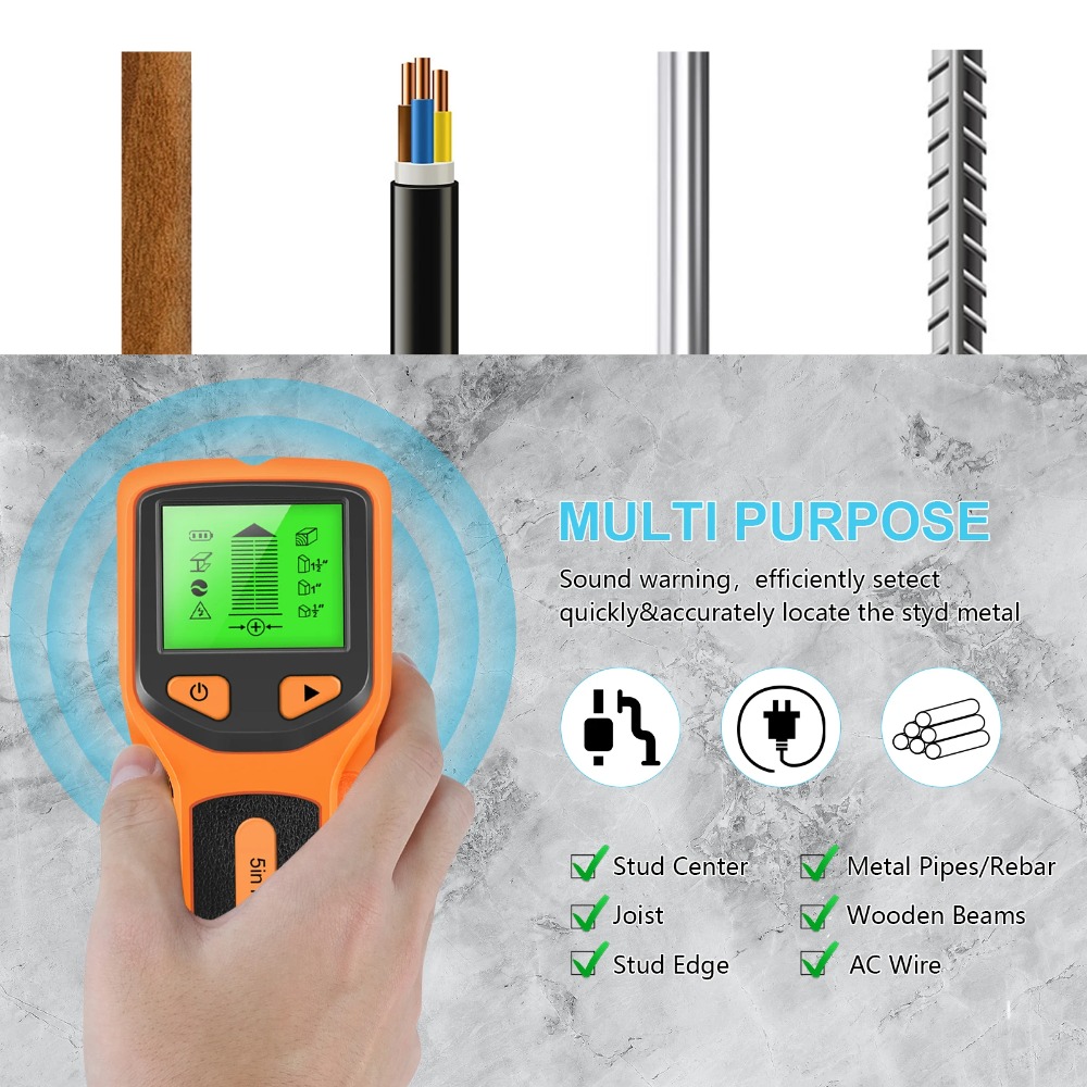 5 in 1デジタルスタッド検出器ハンドヘルド壁スキャナー（ - Water Leak Detector Wired のレビューと価格