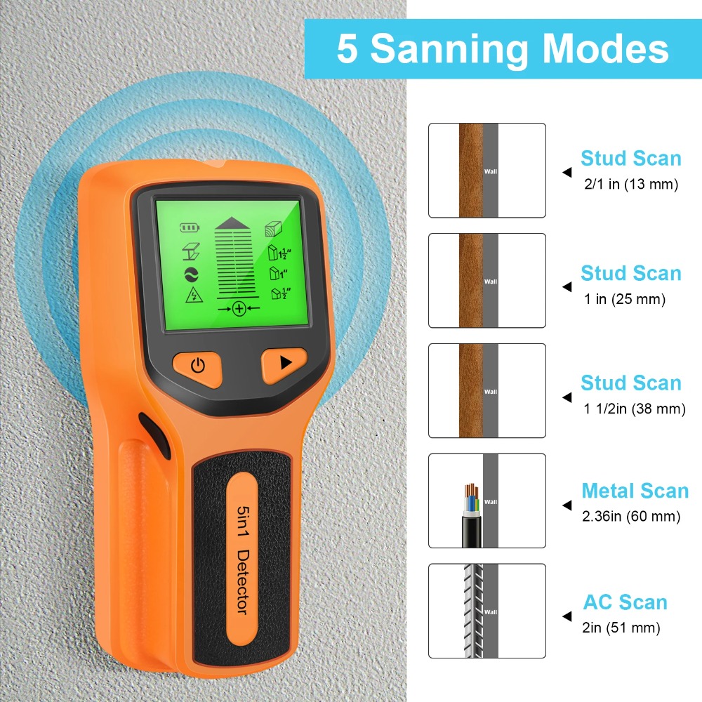 5 in 1デジタルスタッド検出器ハンドヘルド壁スキャナー（ - Water Leak Detector Wired のレビューと価格