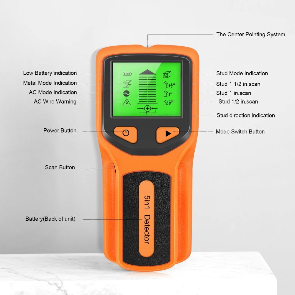 5 in 1デジタルスタッド検出器ハンドヘルド壁スキャナー（ - Water Leak Detector Wired のレビューと価格
