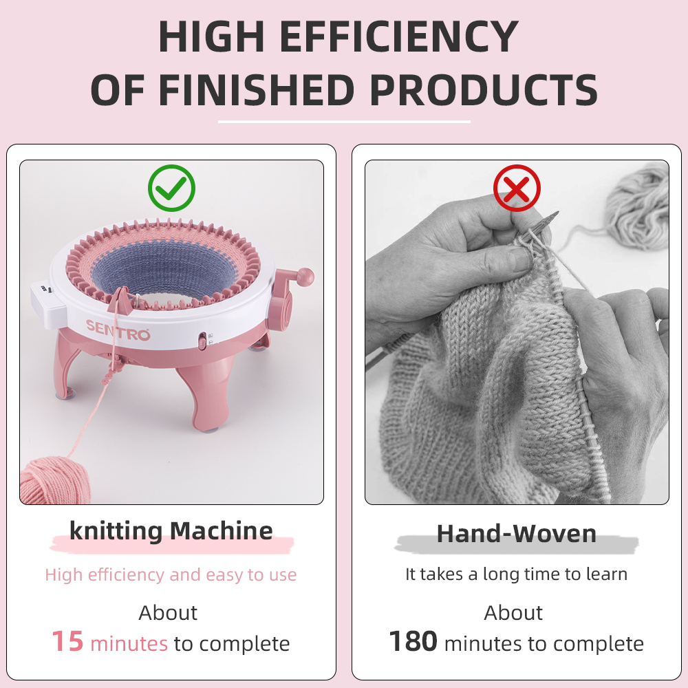 セントロ編み機48針 - フラット/筒状編み、ピンクのプラス - Diy Automation のレビューと価格
